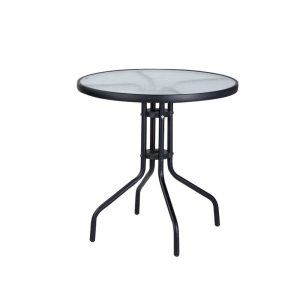 ΤΡΑΠΕΖΙ Φ60X72cm ΕΞ. ΧΩΡΟΥ CAPRI ΜΕΤΑΛΛΙΚΟ ΓΥΑΛΙΝΗ ΕΠΙΦΑΝΕΙΑ